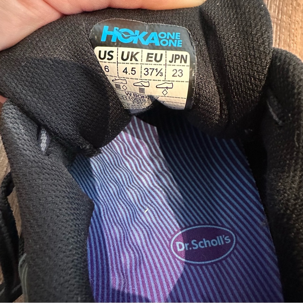 Hoka One One Black Sneakers with Striped Insole - Picture 3 of 4